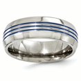 thumbnail image 1 of Edward Mirell Titanium Triple Groove Blue Anodized 8mm Band Size 12, 1 of 4