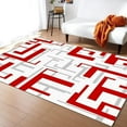 thumbnail image 2 of Red Grey Area Rug, Modern Geometric Abstract Art Decorative Rug, Comfortable Soft Breathable With Non-Slip Backing Carpet For Living Room Bedroom Dining Room 4 x 5ft, 2 of 6
