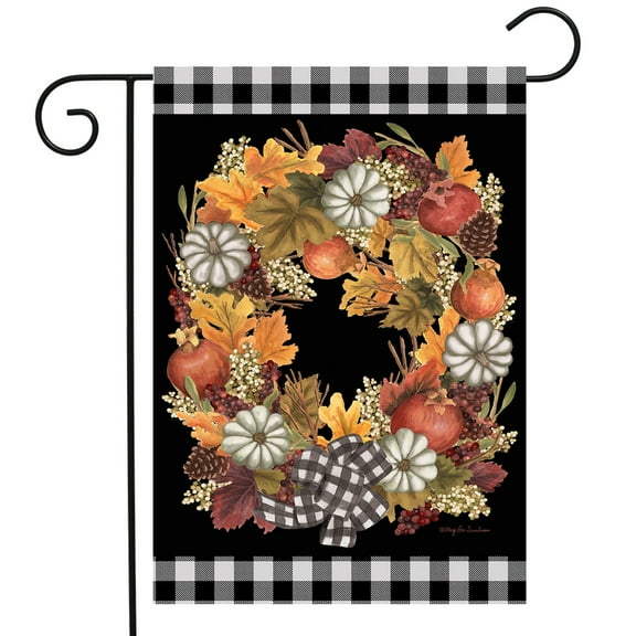 Briarwood Lane Fall Pumpkin Wreath Floral Garden Flag