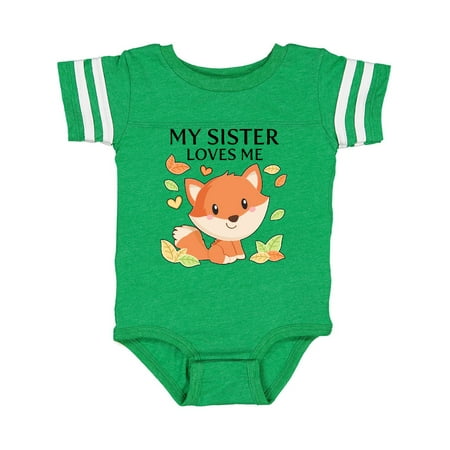 

Inktastic My Sister Loves Me- little fox Gift Baby Boy or Baby Girl Bodysuit