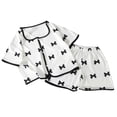 thumbnail image 4 of Zpanxa Ensembles pour Tout-Petites Filles Enfants Imprimé Cœur Manches Courtes Col à Revers Ensemble de Pyjama 6-7 Ans, 4 of 6