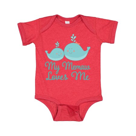 

Inktastic Memaw Loves Me Grandchild Whale Gift Baby Boy or Baby Girl Bodysuit