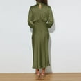 thumbnail image 6 of IDOPIP Women's Elegant Long Sleeve Satin Dress Mock Neck Elastic Waist Cocktail Party Maxi Dress, 6 of 7