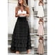 thumbnail image 4 of Falda larga de verano para mujer, elástica, de cintura alta, estilo informal, de malla, a la moda, plisada y acampanada (L), 4 of 4