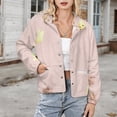 thumbnail image 3 of Jackets for Women Winter Coat Jackets Flannel Stand Collar Jacket(Pretty Pale Flowers Pink Background,Size:S-4XL), 3 of 7