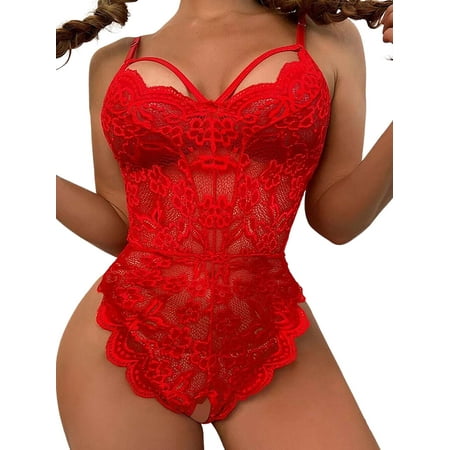 

DYMADE Women Lace Sexy Perspective Slim Fit One-piece Lingerie