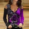 thumbnail image 1 of Hauts à Manches Longues pour Femmes Tunique Imprimée Florale Aguichant d'Automne Blouse à Manches Longues, 1 of 6
