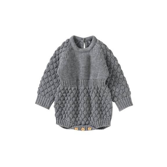 Bagilaanoe Newborn Baby Girl Knitted Rompers Long Sleeve Bodysuit 3M 6M 12M 18M Infant Fall One Piece Jumpsuit