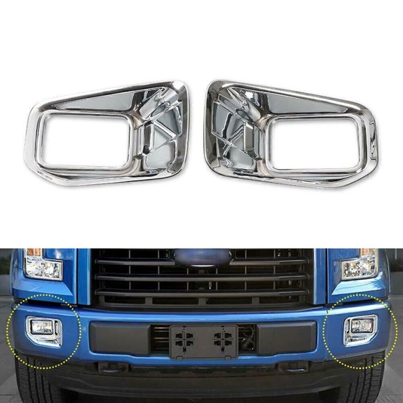 2 Pack Chrome Car Front Fog Light Trim Cover Decoration for Ford F-150 2015-2018-