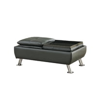 Coaster Dilleston Faux Leather Tufted Storage Ottoman in Black