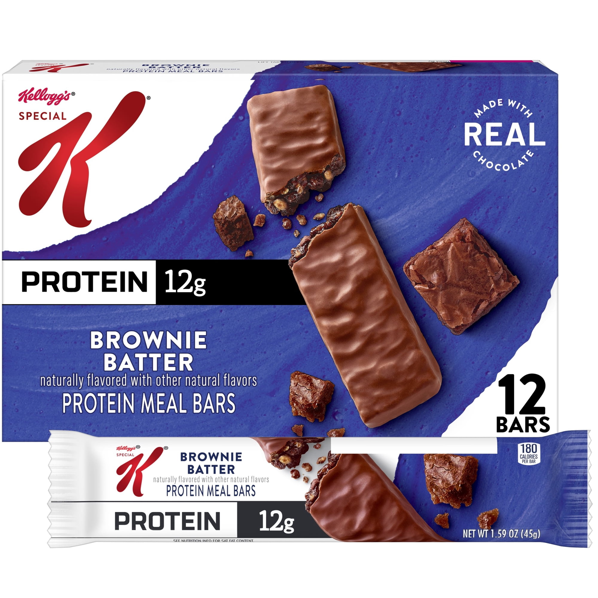 Special K Brownie Batter Chewy Protein Meal Bars, 12g Protein, 19 oz, 12 Count