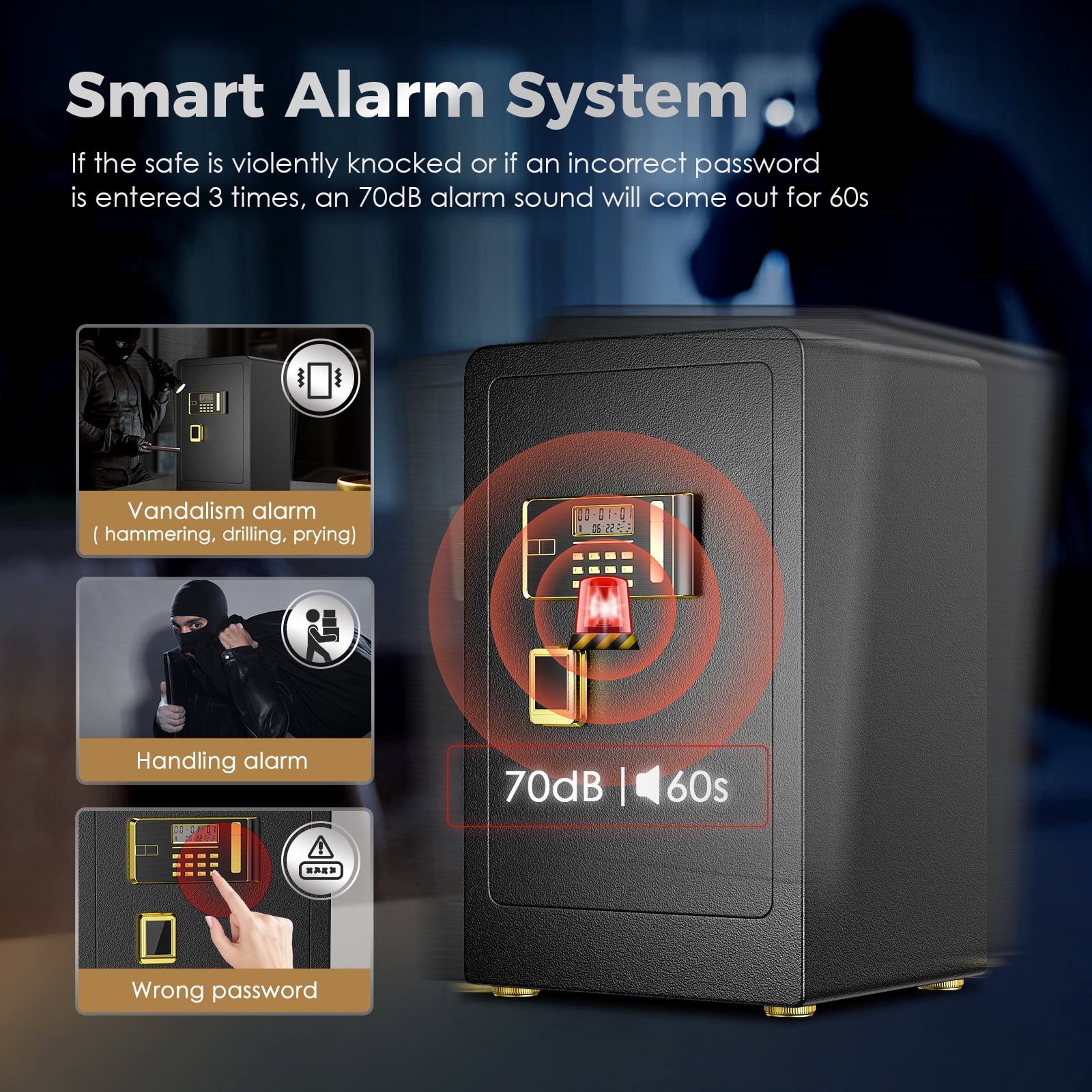 SRWTRCHRY 5.0 Cubic Home Safes,with Interior Safe Lock Box, Fire-Resistant and Water-Resistant Safe Bag, Dual Key System Safety Box with Code, Wall-Mount Large Safes, Floor Safes