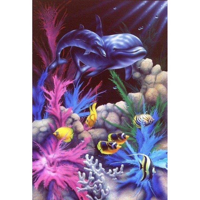 Pintura de diamante (DE5255) Delfín submarino Imagen de pared redonda completa Juego de bricolaje 30x40cm 45x60cm Hugtrwg Para estrenar
