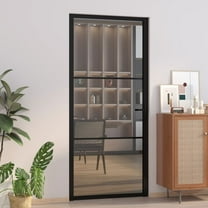 vidaXL Interior Door 36.6"x79.3" Black ESG Glass and Aluminum