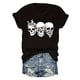 thumbnail image 1 of Camiseta de moda con cuello redondo y tres calaveras., 1 of 6