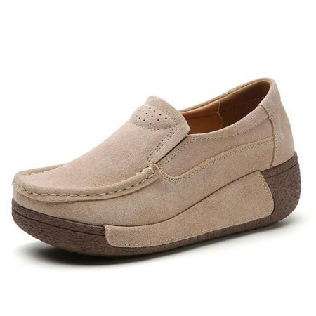 

Slip-on Casual Round Toe Moccasin Platform Shoes