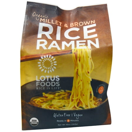 Lotus Foods, Organic Millet & Brown Rice Ramen, 4 Packs, 10 oz(pack of 12)