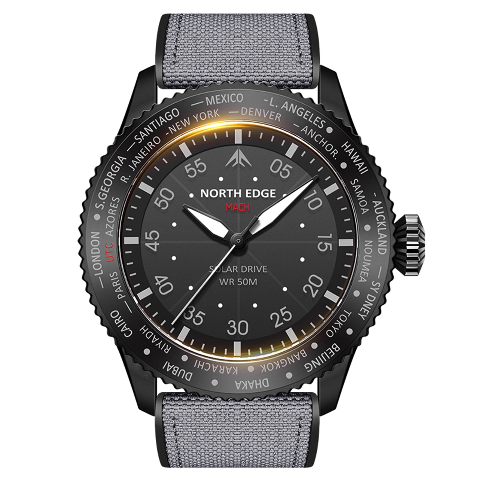Watches North Edge Mach Watch Pilot Watch Solar Powered Watch For Men 50M Waterproof Chronograph Night  Lasting Up To 180 Days Solar Watch