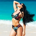 thumbnail image 4 of Kdxio Colorful Blooming Flowers Print Women's 2 Piece High Waisted Wrap Spaghetti Strap Summer Swimsuit Bikini Set-Small, 4 of 5