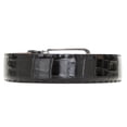 thumbnail image 2 of Croco Print Full Grain Leather Single Row Hand Stitched Black Belt for Men, 2 of 9