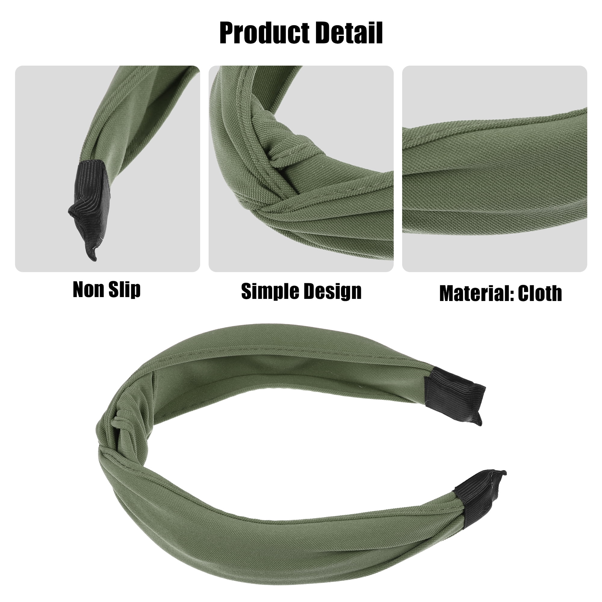 Unique Bargains Satin Knotted Headband Hairband for Women 1.2 Inch Wide Green