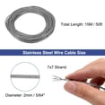 thumbnail image 2 of Unique Bargains 5/64" (2mm) 50ft 304 Stainless Steel Cable Wire Rope 7 x 7 Strands PVC Coated Aircraft Wire, 2 of 5