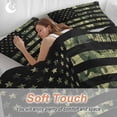 thumbnail image 4 of 3 Piece Green Camouflage American Flag Duvet Cover Set Queen Size, Microfiber Comforter/Quilt Cover with Corner Ties and 2 Pillowcases, Wooden Grain All Season Soft Bedding with Zipper Closure, 4 of 8