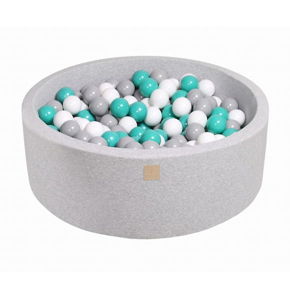 MeowBaby Round 35 x 11.5 Inch Baby Foam Ball Pit, Turquoise and Gray
