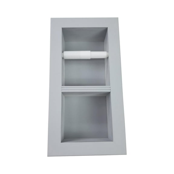 Boreas Recessed Solid Wood Double Toilet Paper Holder 7 x 14.5 - Primed Gray