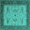 thumbnail image 1 of Ahgly Company Indoor Square Oriental Turquoise Blue Industrial Area Rugs, 3' Square, 1 of 4