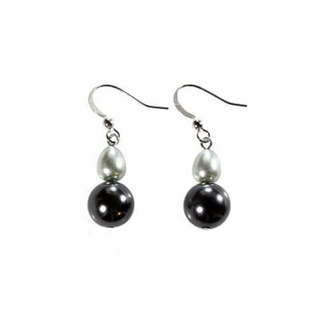 Alexa Starr 4772-EP-GRY Tonal Grey Baroque Pearl Double Drop Earrings
