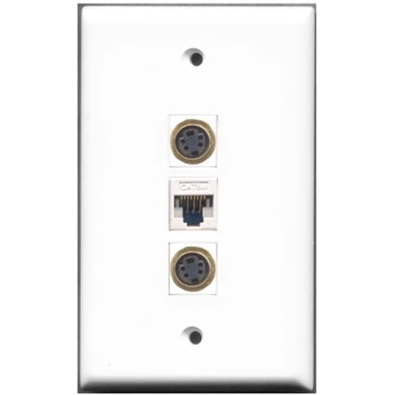 RiteAV - 2 Port S-Video 1 Cat5e Ethernet White Wall Plate