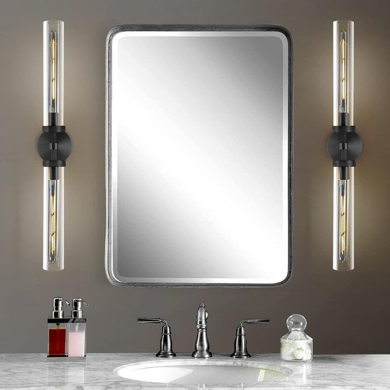 KAYLA  Modern Glass Wall Sconces, Indoor Wall Lighting Wall Light Fixtures, Vanity Light with Glass Shade(2-Sets) 1 - Black-30''