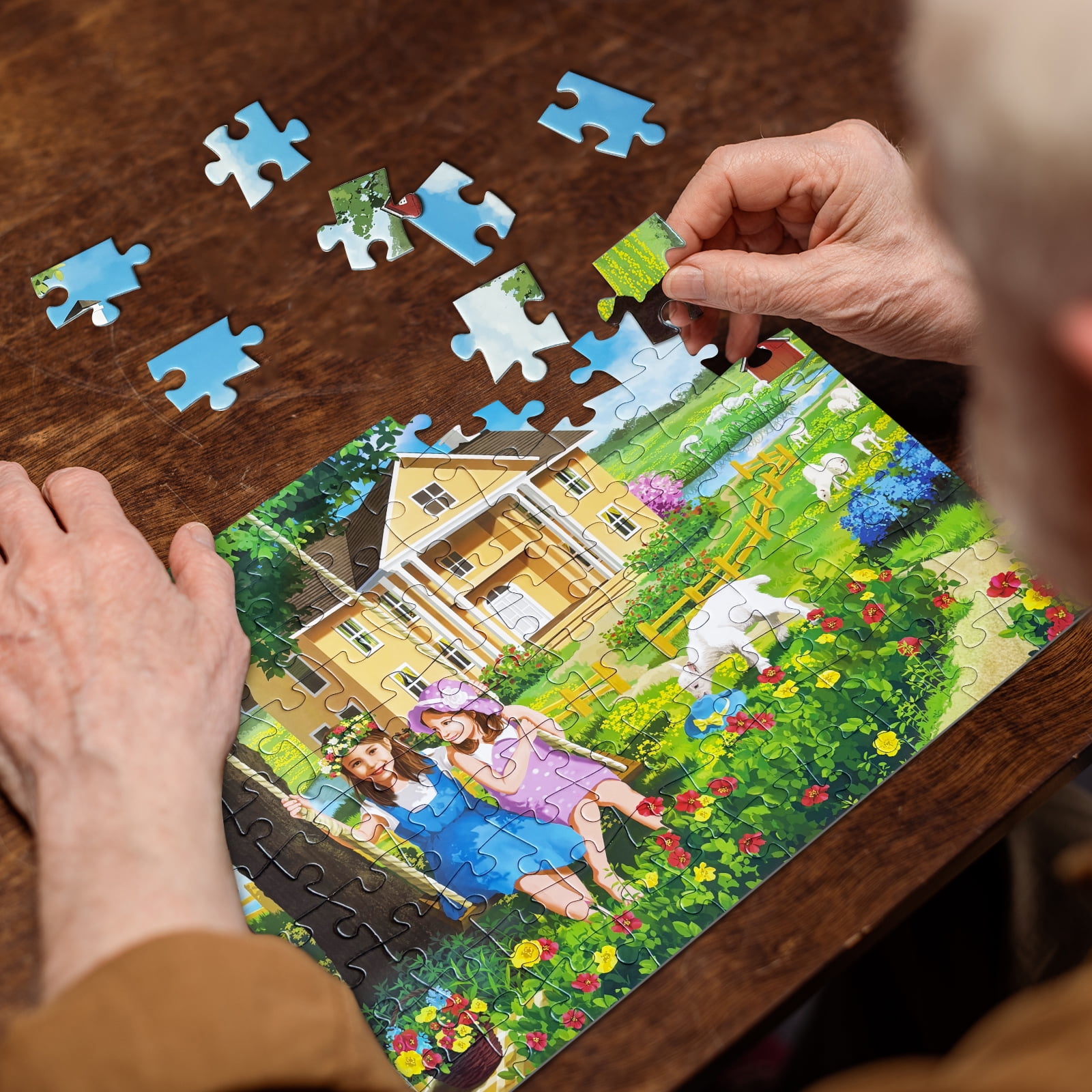 Sunhigh Dementia Puzzles for Elderly, Set of 2-100 Piece Jigsaw Puzzle, Alzheimer’s Products and Activities for Seniors (Beautiful Memories)