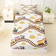 thumbnail image 3 of Manfei Boys Train Twin Sheets,Yellow Clouds Pattern Bedding,3pcs,1 Fitted Sheet and 1 Pillowcase, 3 of 6