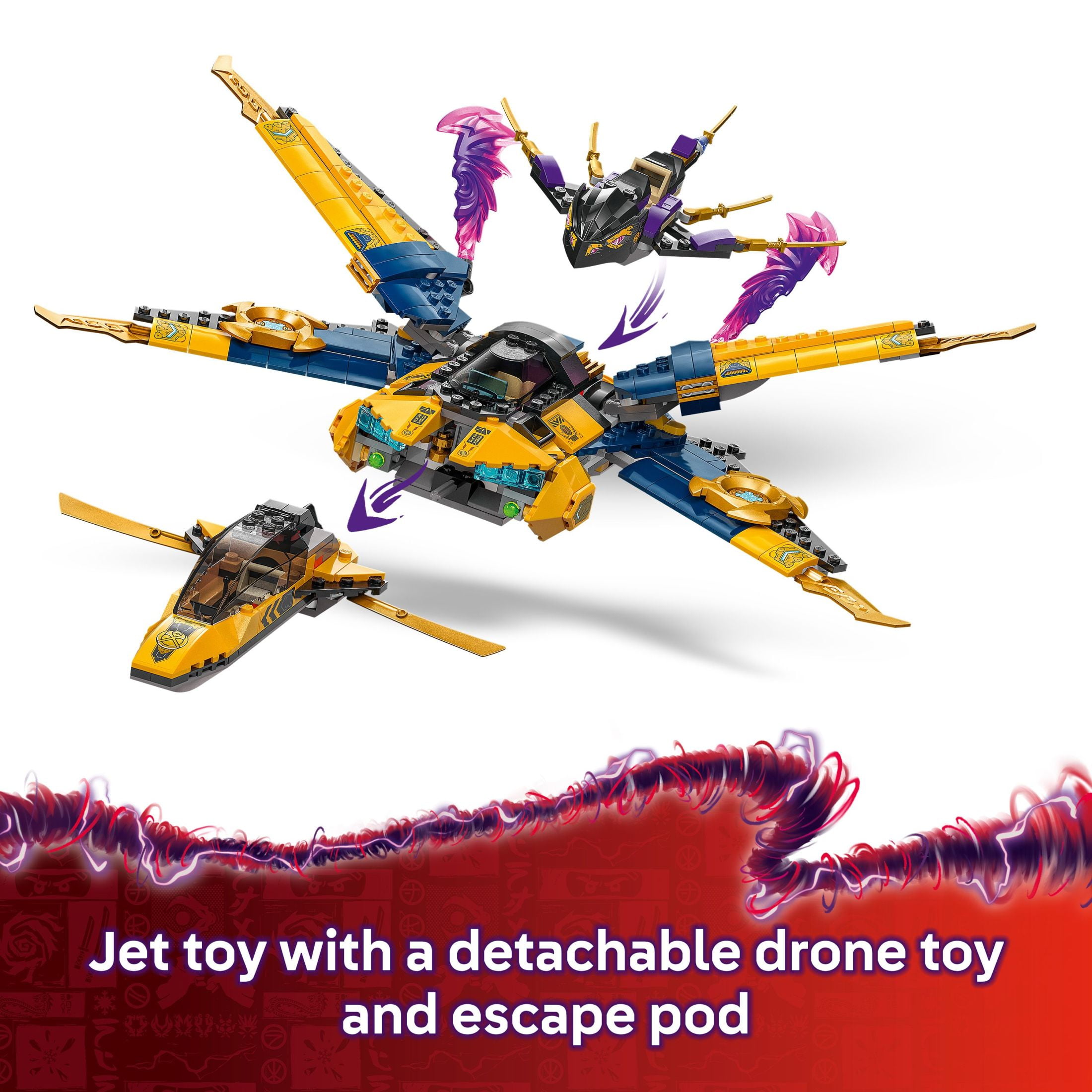 LEGO NINJAGO Ras and Arin's Super Storm Jet Toy - Building Toy for Kids, Boys and Girls, Ages 8+ - Airplane Toy with Detachable Drone and 3 Minifigures - Gift Idea for Birthdays - 71833