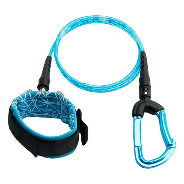 Cordón de ajustable de material acero inoxidable con muñequera de buceo profesion Cuerda de seguridad para ejercicio subacuáticos , Azul