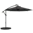 thumbnail image 1 of Outsunny 9.5' Offset Patio Umbrella Weighted Solar LED Parasol, Dark Grey, 1 of 10