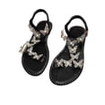 thumbnail image 4 of Women's Summer New Large Size Rhinestone Flat Transparent One-line Strap Sandals Summer Sandals for Women Black 41, 4 of 8
