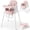 Pink, variant on 3-in-1 Convertible Baby High Chair, Compact Pack-Away Toddler Feeding Seat with Built-in Leg Storage, Beige