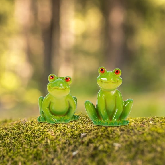NICEXMAS Nicexmas Resin Frog Figurine Light Green for Rustic Decor 2Pcs