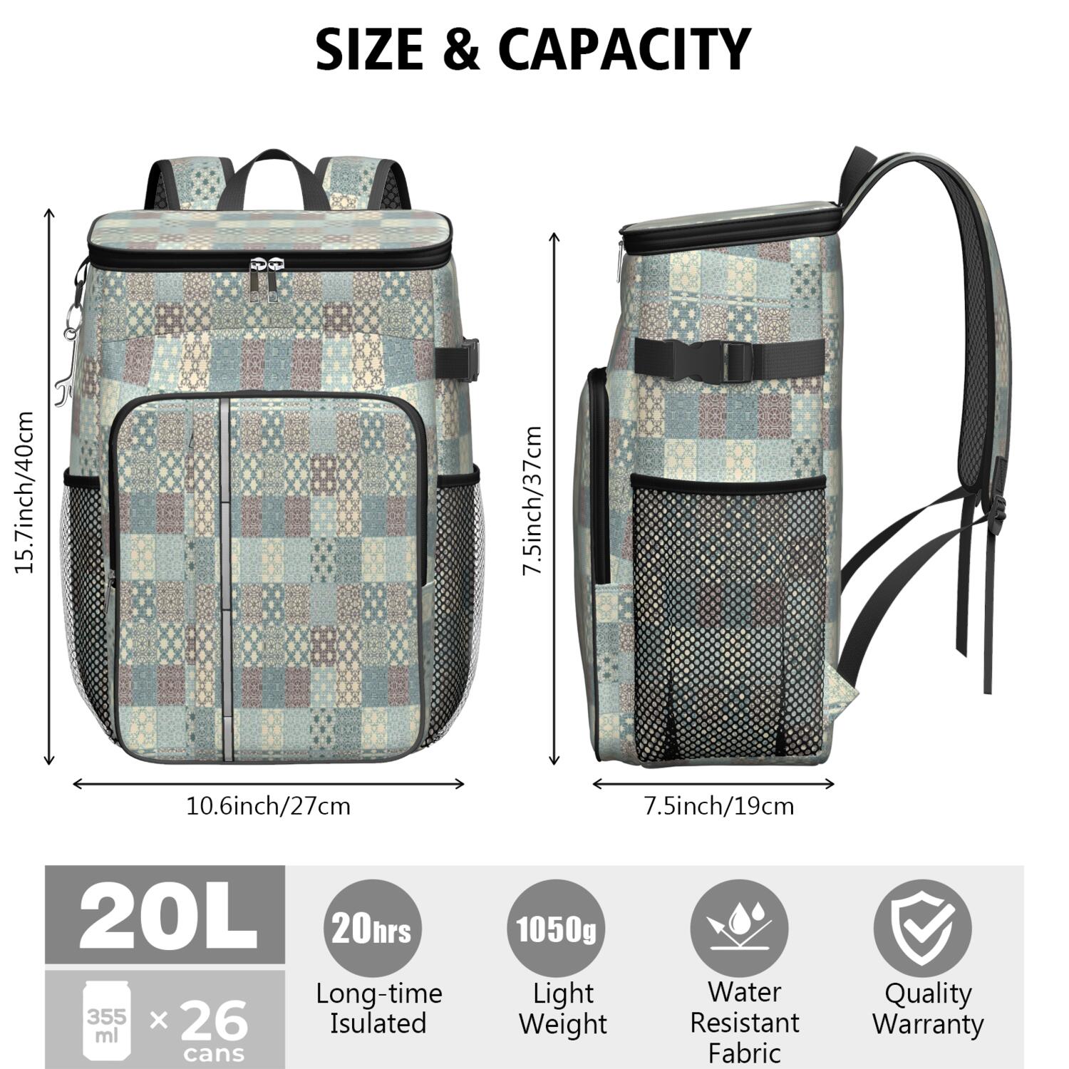 Travel Cooler Bag - Boho Bohemia Flower Camping Beer Cooler Backpack with Bottle Opener- Waterproof Insulated Picnic Backpacks - Cooler Bag for Beach