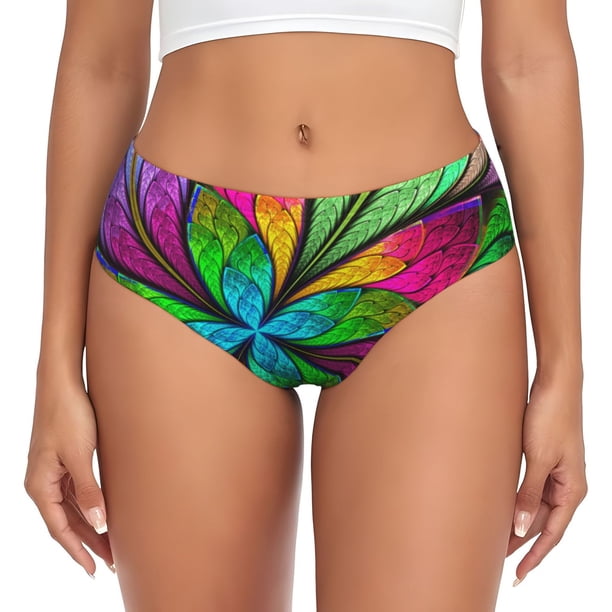 Fotbe Multicolored Beautiful Flower Calzones Estampados para Mujer – Ropa Interior de Algodón, Cómoda, Suave y Elástica-4X-Large