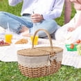 thumbnail image 3 of Cesta de picnic de mimbre con tapa y asa, cesta tejida de mimbre vintage para Pequeño, 3 of 8