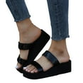 thumbnail image 4 of Anuirheih Clearance Slip on Sandals Women,Fashion Women's Shoes Casual Round Toe Wedge Heel Slippers Sandals(Black), 4 of 9