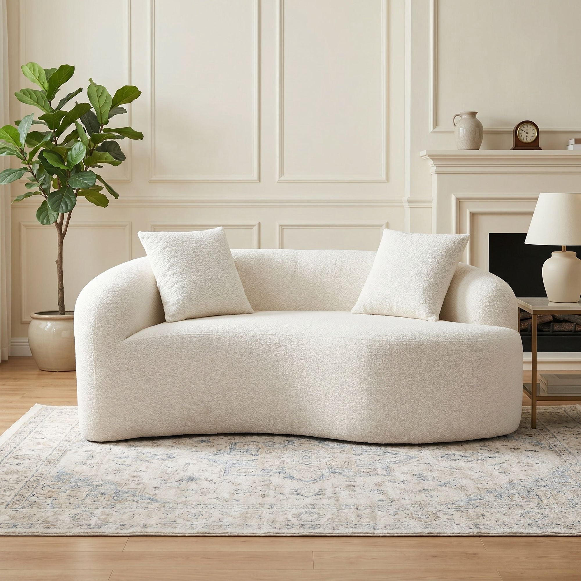 Sailvan S-Curved Chenille Sofa Loveseat, Dual-Depth, No Assembly, Compact for Small Spaces