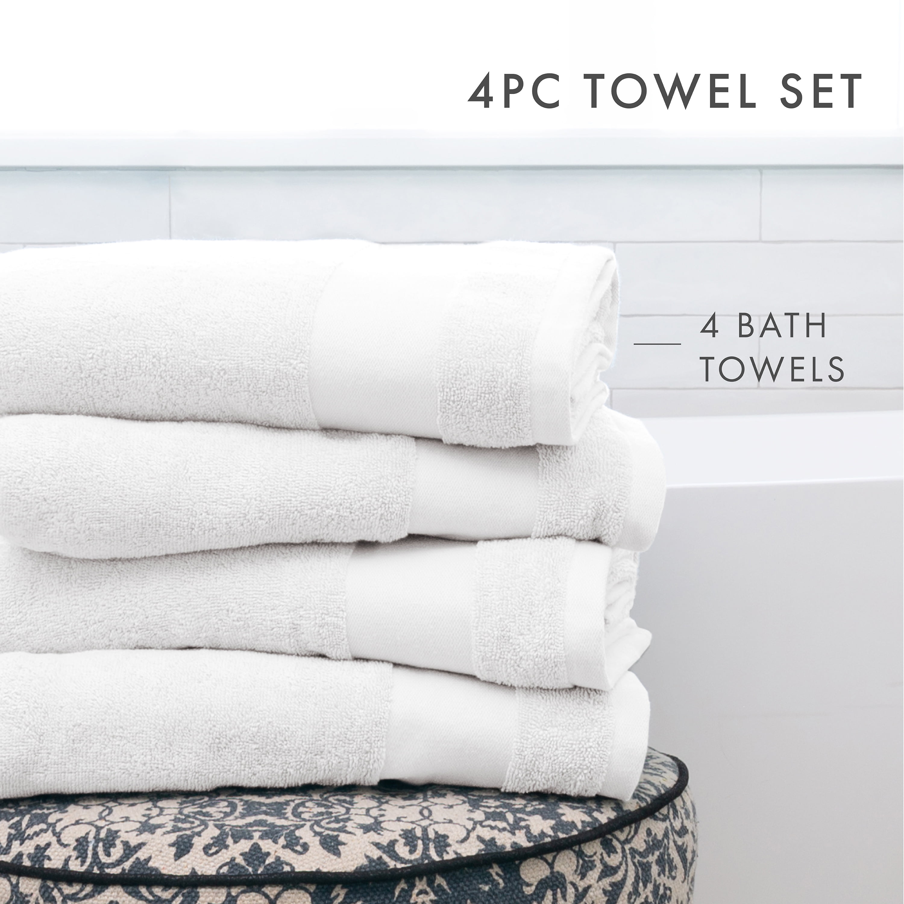 Noble Linens 4 pack Essential Cotton Bath Towels