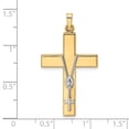 thumbnail image 3 of 14k Two-tone Polished Hollow Rosary Cross Pendant, 3 of 4