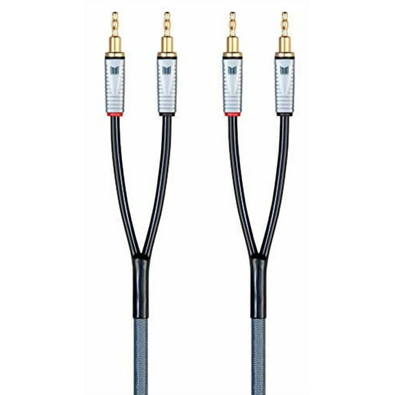 Monolith Multi-Strand Conductors Speaker Wire - 10 Feet - Pair, PE Insulated, 14AWG, Oxygen Free Copper With Gold Plated Banana Plug Connectors