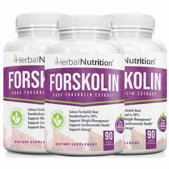 Pure Forskolin Extract - Three 90 Count Bottles 250mg  a 20% Extract of Pure Coleus Forskohlii